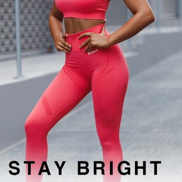 Echt Arise Series Leggings high rise Hot pink coral athletic contour tights - Picture 1 of 6